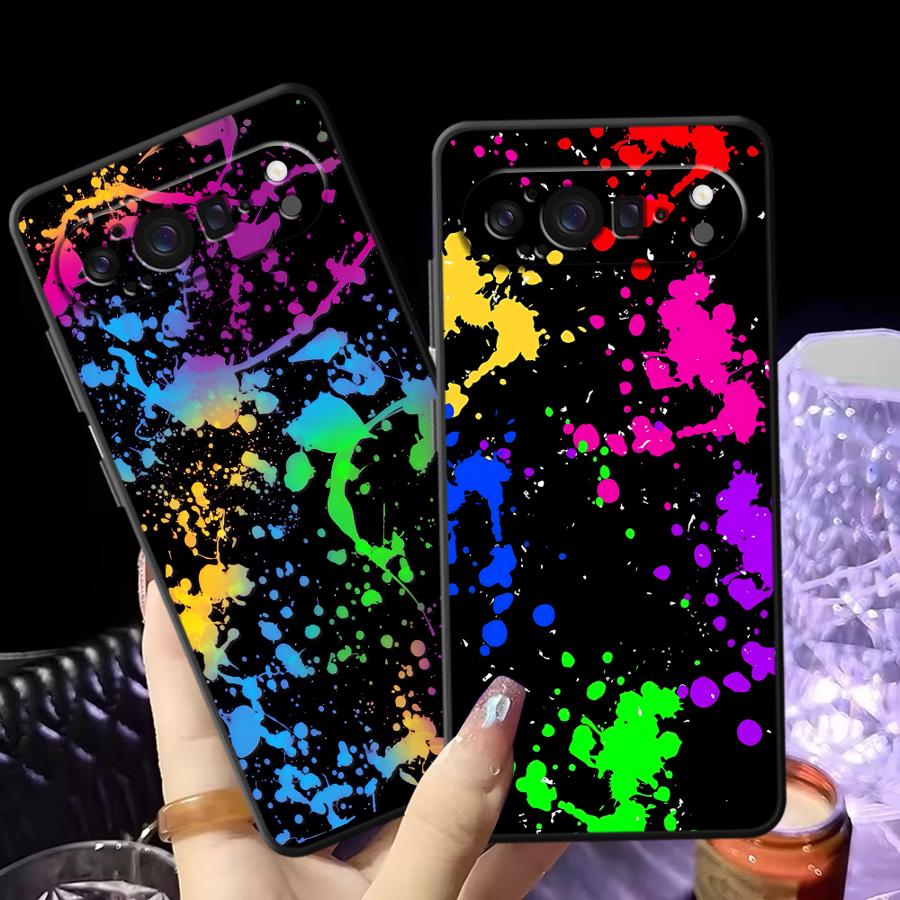 Google Pixel 9 Pro - Rainbow Paint Splatters Funda Phone Cover