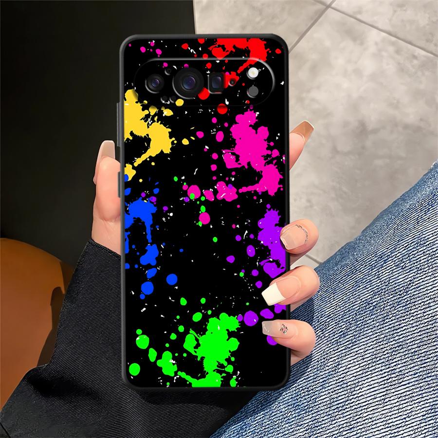 Rainbow Paint Splatters Funda  - đánh giá và giá Google Pixel 9 Pro